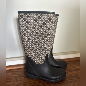 Tory Burch Navy Patterned Rain Boots